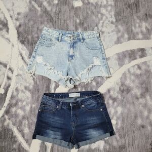 Denim Distressed and Dark Wash Women Shorts Size 27 And 3